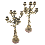 Подсвечники из бронзы на 10 свечей на подставке из камня креноид Stone Candlestick варинант исполнения - 2 | Loft Concept в Омске