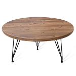 Стол журнальный c коричневой круглой столешницей на трех металлических ножках Charm Coffee Table варинант исполнения - 1 | Loft Concept в Омске