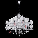 Люстра многоярусная с 30-ю белыми текстильными абажурами и хрустальными подвесками Lustre Reverie варинант исполнения - 2 | Loft Concept в Омске