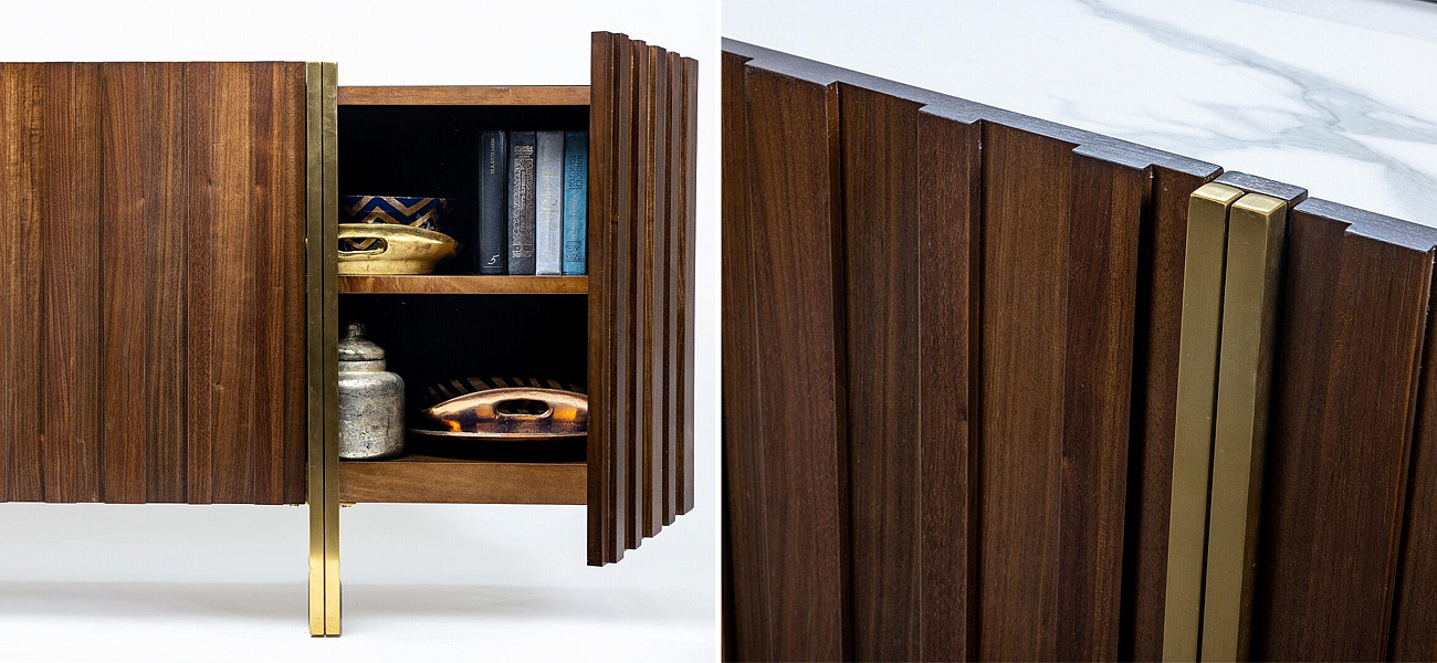 Комод с мраморной столешницей Walnut Veneer Комод с мраморной столешницей Walnut Veneer - Loft-Concept в Омске