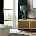 Настольная лампа с коническим дымчато-зелёным абажуром из искусственного шёлка Quintiesse варинант исполнения - 3 | Loft Concept в Омске