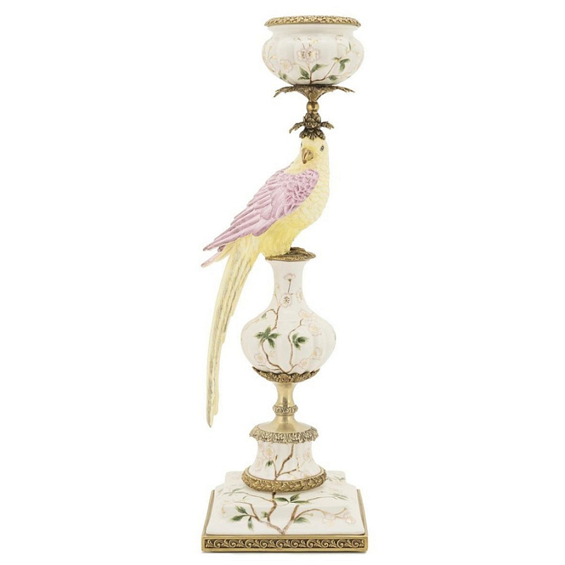 Подсвечник Candleholder Parrot Atlantide Yellow Pink Желтый Розовый Белый Бронза в Омске | Loft Concept 