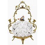 Конфетница с бронзовой ручкой и фарфоровой птичкой на крышке Eden Garden варинант исполнения - 1 | Loft Concept в Омске