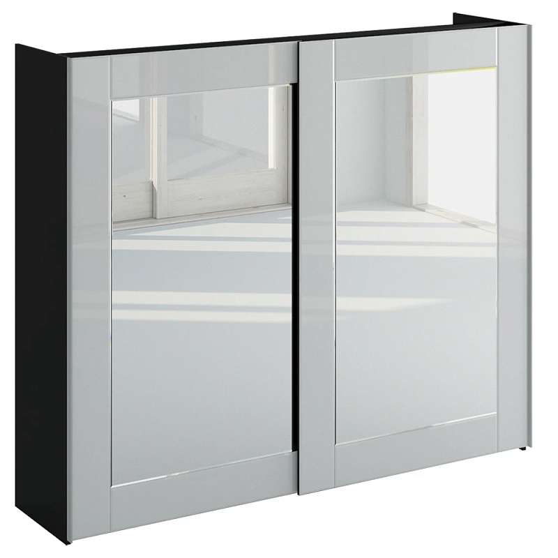 Шкаф-купе White Crystal Черный Белый Зеркало в Омске | Loft Concept 