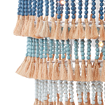 Люстра трехъярусная с декором из круглых деревянных бусин с кисточками Blue Wooden Beads Chandelier варинант исполнения - 2 | Loft Concept в Омске