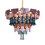 Люстра круглая с декором из разноцветных элементов в виде листьев Changing Seasons варинант исполнения - 10 | Loft Concept в Омске