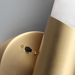 Бра с вытянутым цилиндрическим плафоном из белого алебастра на круглом основании Латунь Cryptocrystalline Stone варинант исполнения - 3 | Loft Concept в Омске