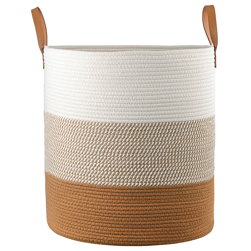 Корзина для белья Banou Basket Белый Коричневый в Омске | Loft Concept 