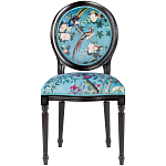 Стул из массива бука бирюзовый с изображением птиц и цветов Turquoise Chinoiserie Birds Garden Chair варинант исполнения - 1 | Loft Concept в Омске