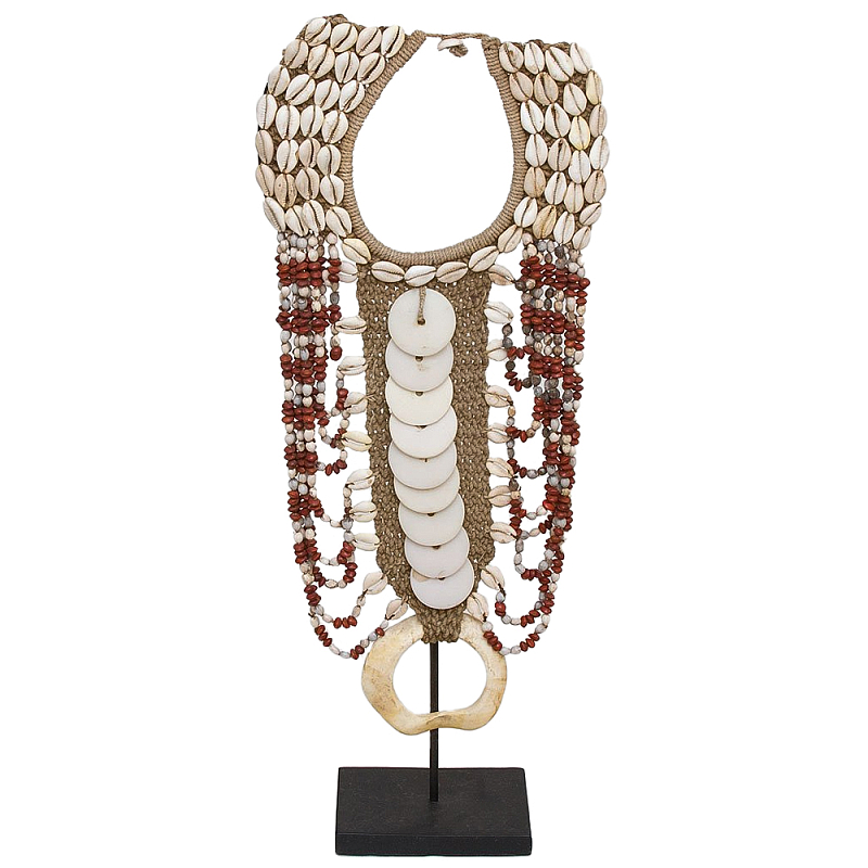 Этническое ожерелье из ракушек Aboriginal Long Discs Necklace Бежевый Коричневый Красный Этническое ожерелье из ракушек Aboriginal Long Discs Necklace Бежевый Коричневый Красный в Омске | Loft Concept