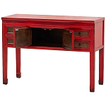 Деревянная консоль в китайском стиле с ящиками и дверцами красная Chinese Console Table варинант исполнения - 3 | Loft Concept в Омске