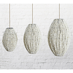 Подвесной светильник вертикальной овальной формы украшенный белыми круглыми бусинами Gradient Oval Pendant Lamp White варинант исполнения - 1 | Loft Concept в Омске