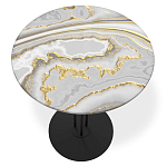 Стол журнальный с круглой столешницей из стекла Gray and Gold Marble варинант исполнения - 2 | Loft Concept в Омске