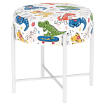 Пуф детский круглый с принтом на 4-х белых ножках Dinosaurs CHILDHOOD варинант исполнения - 1 | Loft Concept в Омске