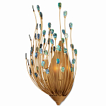 Бра настенное золотое с декором из бирюзовых элементов Peacock Tail варинант исполнения - 2 | Loft Concept в Омске