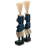 Комплект из 2-х деревянных статуэток Asmat Straw Headdress Statuettes Dark Blue варинант исполнения - 2 | Loft Concept в Омске