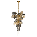 Люстра подвесная вытянутой формы с плафонами из стекла и металла с двумя вертикальными подвесками Gilded Mirage  варинант исполнения - 2 | Loft Concept в Омске