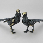 Статуэтка бронзовая пара Фазаны синие Bronze Birds варинант исполнения - 4 | Loft Concept в Омске