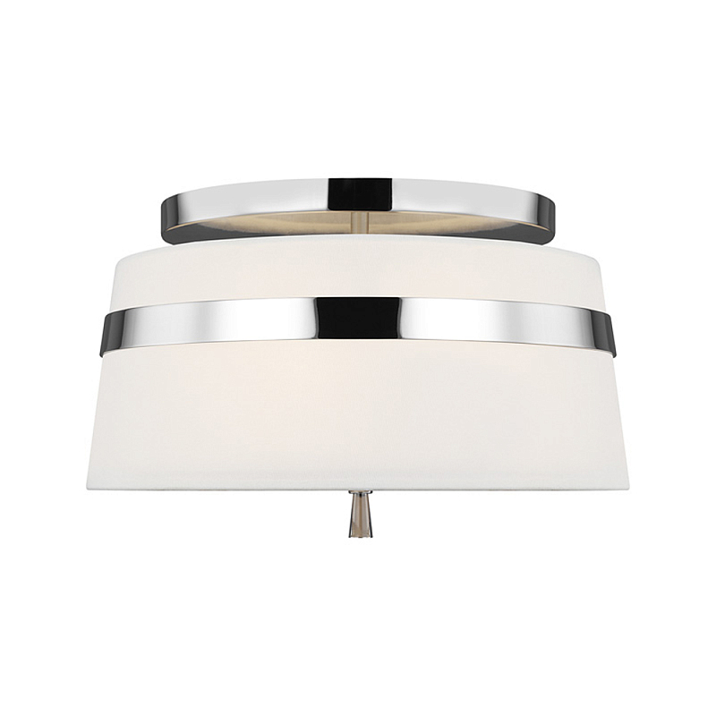 Потолочный светильник с белым тканевым абажуром Generation Lighting Никель Бежевый Белый в Омске | Loft Concept 