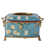 Салфетница прямоугольная голубого цвета с цветами и бабочками Blue Garden варинант исполнения - 1 | Loft Concept в Омске