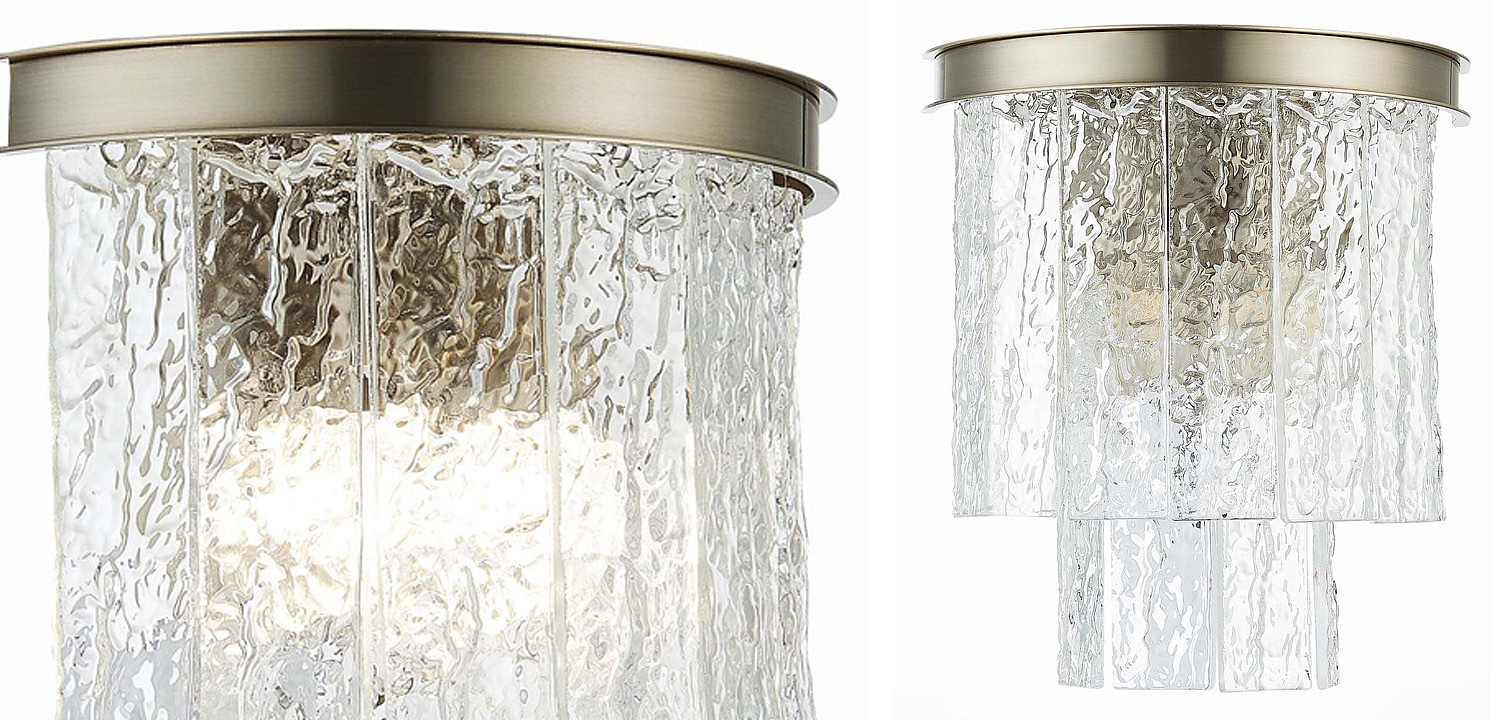 Бра Renea Textured Glass Wall Lamp Nickel Бра Renea Textured Glass Wall Lamp Nickel - Loft-Concept в Омске