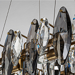 Люстра подвесная с овальными подвесками из стекла дымчатого цвета Harlow Crystal Round варинант исполнения - 3 | Loft Concept в Омске