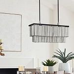 Люстра линейная прямоугольная с подвесками из натурального перламутра Nacre варинант исполнения - 5 | Loft Concept в Омске