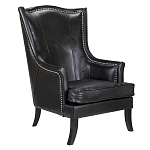 Кресло из натуральной кожи на 4-х деревянных ножках из массива бука Daniel Leather Armchair black варинант исполнения - 1 | Loft Concept в Омске