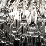 Люстра подвесная с прозрачными стеклянными подвесками в форме капель Диаметр 60 см Droplet Chandelier варинант исполнения - 17 | Loft Concept в Омске