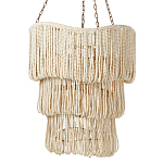 Трехъярусная люстра с подвесками из круглых деревянных бусин белая White Beads Three-tier Chandelier  варинант исполнения - 1 | Loft Concept в Омске