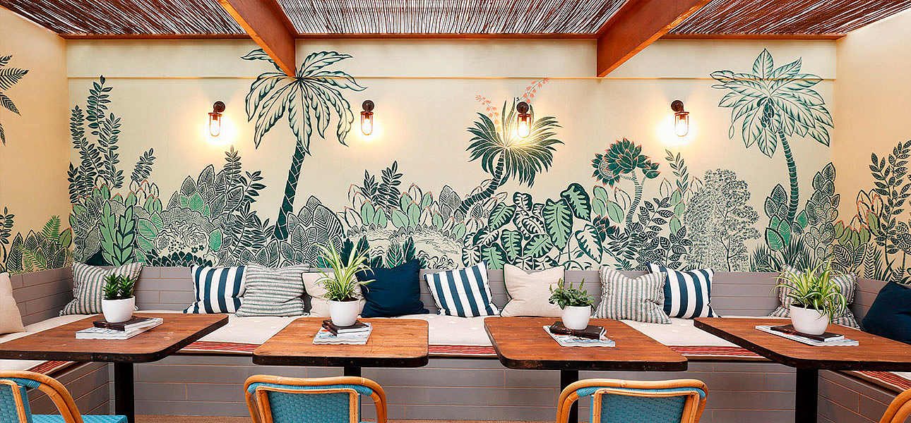 Обои ручная роспись Bahamian Beach Original colourway on Celadon painted Xuan paper Обои ручная роспись Bahamian Beach Original colourway on Celadon painted Xuan paper - Loft-Concept в Омске