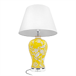 Настольная лампа желтая с изображением белых птиц Flight Among Acacia варинант исполнения - 3 | Loft Concept в Омске