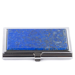 Визитница карманная металлическая с накладкой из натурального камня Лазурит Stone Business Card Holders  варинант исполнения - 1 | Loft Concept в Омске