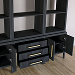 Модульный стеллаж Primo из трех составных элементов Черный дуб варинант исполнения - 5 | Loft Concept в Омске