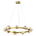Люстра подвесная светодиодная с 9-ю круглыми плафонами коньячного цвета Iona Chandelier Brass  варинант исполнения - 1 | Loft Concept в Омске