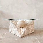 Дизайнерский журнальный стол в виде раковины с жемчужиной под прозрачной столешницей Fahin варинант исполнения - 2 | Loft Concept в Омске