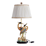 Настольная лампа с абажуром и основанием в виде двух цапель Porcelain Heron Lamp варинант исполнения - 1 | Loft Concept в Омске