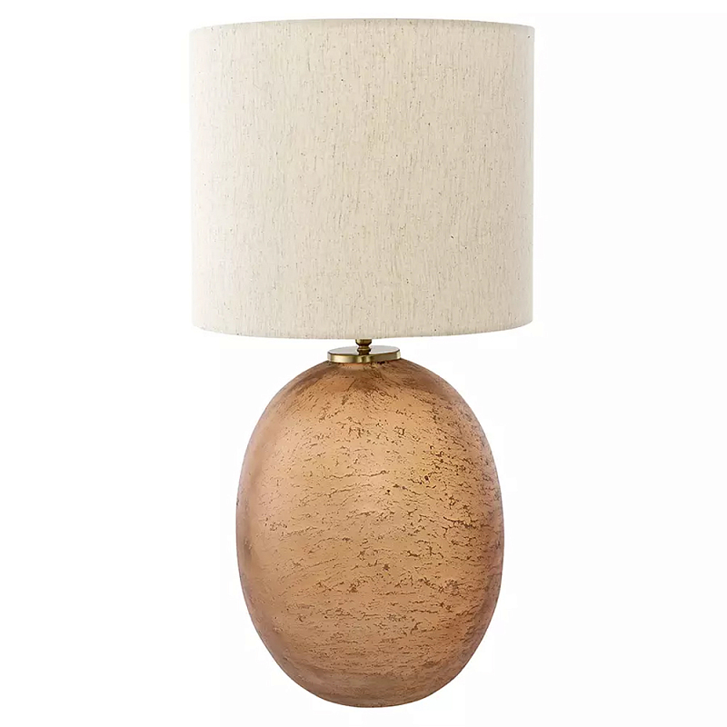 Настольная лампа с тканевым бежевым абажуром на овальном основании Beige Lampshade on Oval Base Бежевый в Омске | Loft Concept 