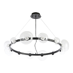 Люстра подвесная круглая с 12-ю прозрачными куполообразными плафонами и черным металлическим основанием Flos Wireline Lighting варинант исполнения - 2 | Loft Concept в Омске