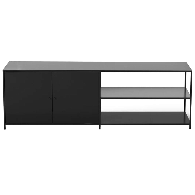 ТВ-тумба из металла с 2-мя дверцами и полками Damian Metal TV Stand Черный ТВ-тумба из металла с 2-мя дверцами и полками Damian Metal TV Stand Черный в Омске | Loft Concept