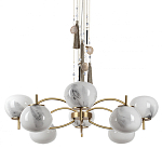 Люстра подвесная с 8-ю шарообразными плафонами из белого стекла с подвесками из камня и кисточками Agatelle варинант исполнения - 1 | Loft Concept в Омске