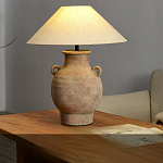 Настольная лампа керамическая с ручками и тканевым абажуром Eastern Tale варинант исполнения - 1 | Loft Concept в Омске