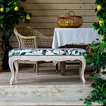 Банкетка из натурального бука золотистая с изображением птиц и цветов Blooming Birds варинант исполнения - 4 | Loft Concept в Омске