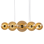 Люстра подвесная светодиодная со стеклянными плафонами янтарного цвета в форме дисков Savio Glass Disc варинант исполнения - 1 | Loft Concept в Омске