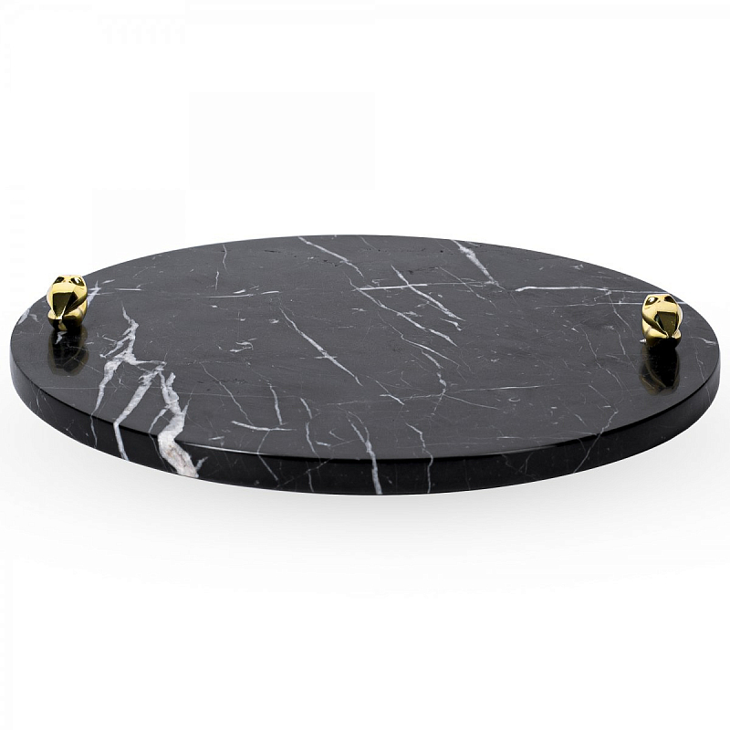 Поднос ACOLYTE ENTERTAINING PLATTER MARBLE & BRONZE Черный в Омске | Loft Concept 