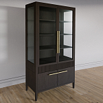 Витрина Primo со стеклянными фасадами и буфетом шпон Темный орех варинант исполнения - 3 | Loft Concept в Омске