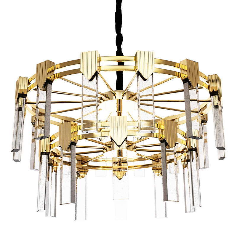 Двухъярусная люстра с прямоугольными хрустальными плафонами Glass Rectangles Gold Chandelier 76 Золотой Прозрачное Стекло Черный Двухъярусная люстра с прямоугольными хрустальными плафонами Glass Rectangles Gold Chandelier 76 Золотой Прозрачное Стекло Черный в Омске | Loft Concept