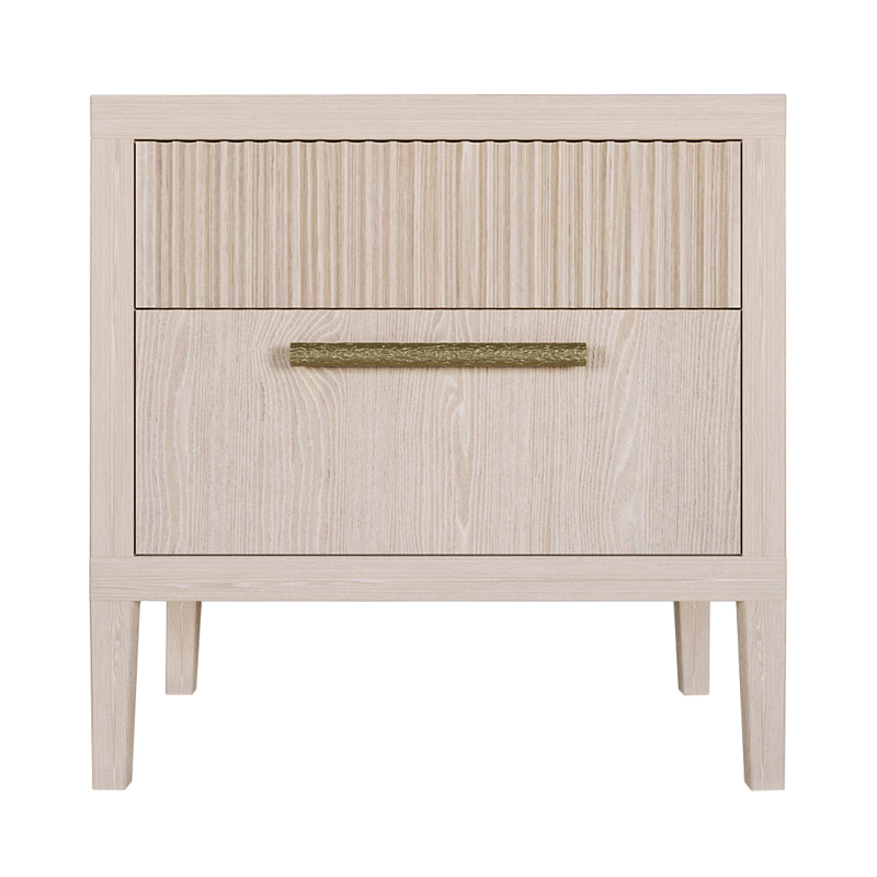 Прикроватная Тумбочка Primo с двумя ящиками Светлый дуб Древесина Золотой в Омске | Loft Concept 