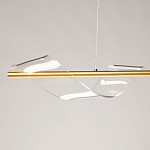 Люстра линейная золотистого цвета с двумя прозрачными волнистыми элементами Wave Line варинант исполнения - 4 | Loft Concept в Омске