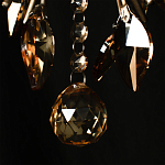 Люстра подвесная круглая с тканевым полупрозрачным абажуром и подвесками 4 лампы Gilded Elegance варинант исполнения - 7 | Loft Concept в Омске